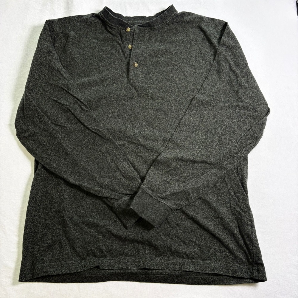 L.L.Bean, Henley Shirt, M, Gray, Long Sleeve Cotton Traditional Fit